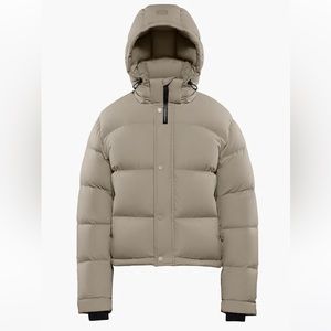 Aritzia Cropped Super Puff Shorty Puffer in Modern Taupe